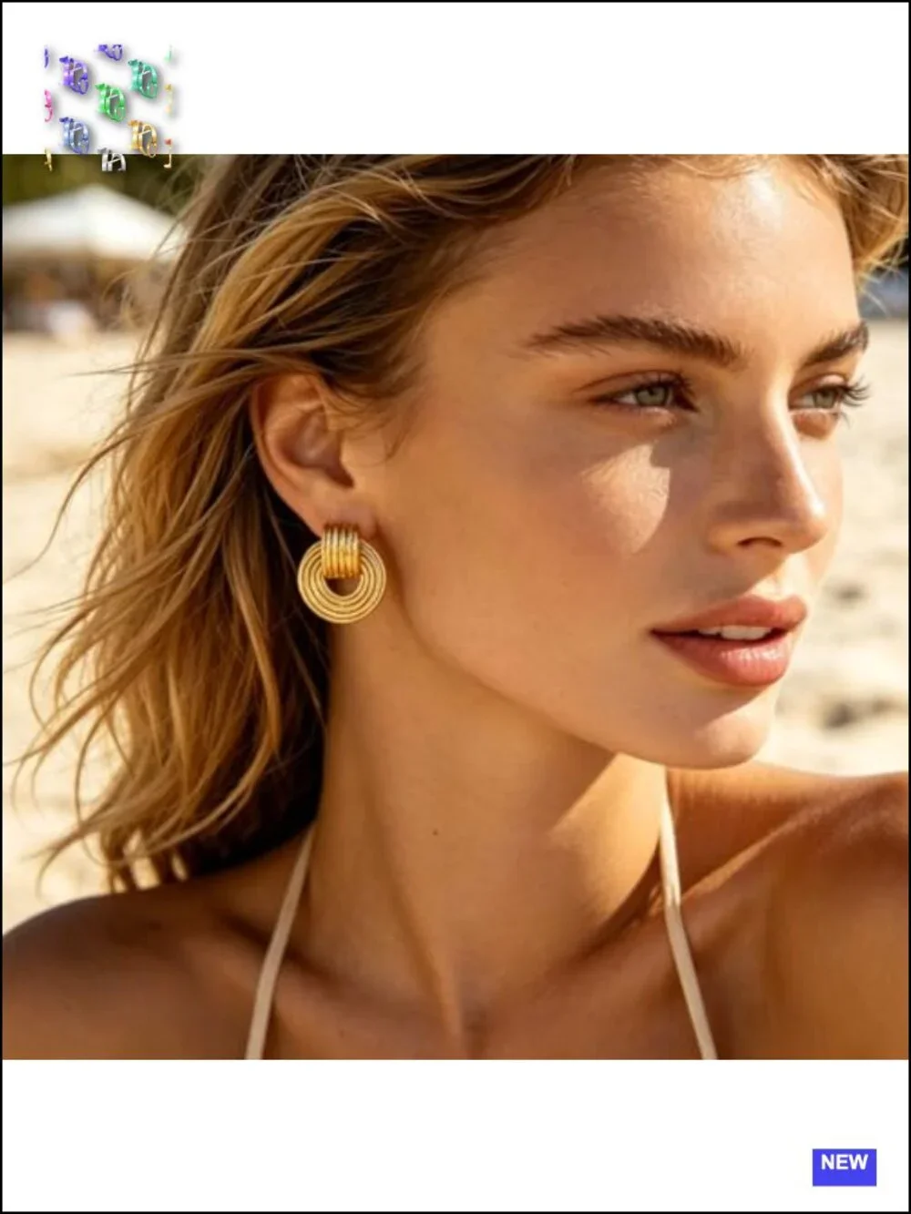 14K Gold Plated Textured Geometric Drop Earrings - Hypoallergenic Stainless